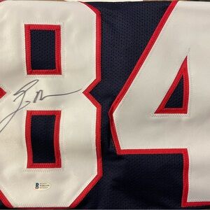 Autographed Eric Moulds Navy and White Houston Texans Jersey w/ Beckett COA